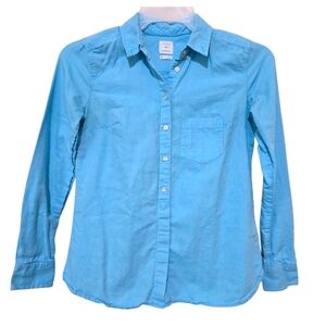 GAP Turquoise Shrunken Boyfriend Shirt Women's Size XS Oxford Button Down